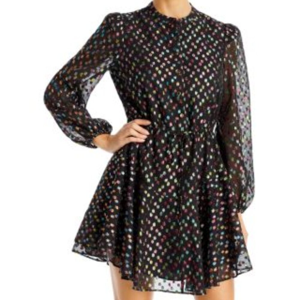 Milly Reina Confetti Metallic A Line Dot Dress Size 6